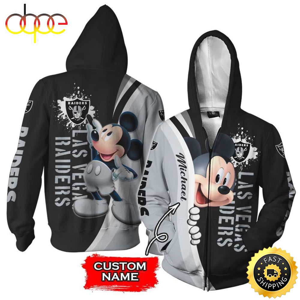 NFL Personalized Las Vegas Raiders Mickey Mouse All Over Print 3D Shirt