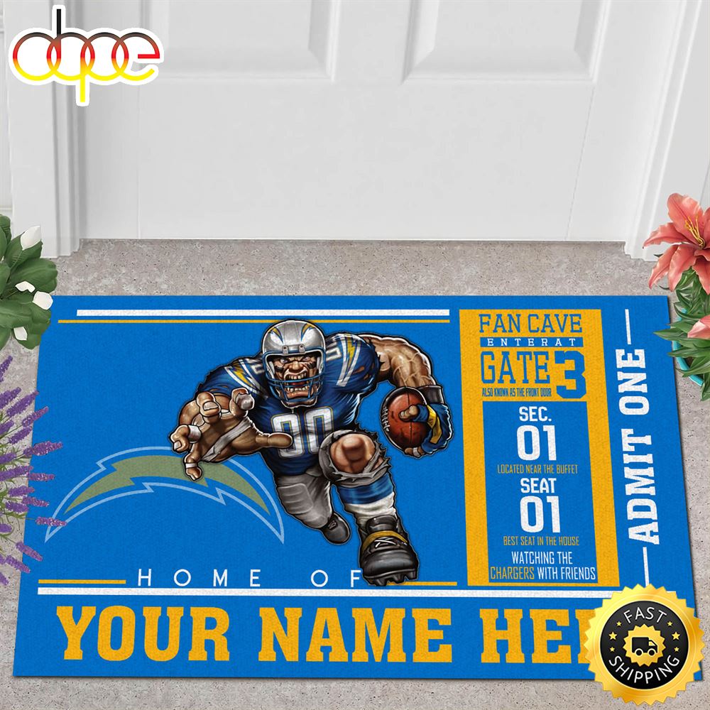 NFL Personalized Los Angeles Chargers Mascot All Over Print 3d Doormats