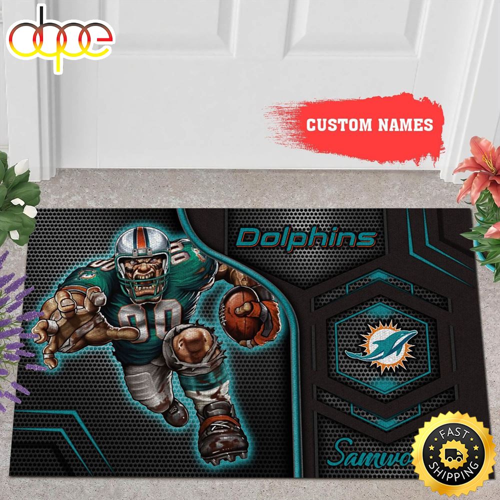 NFL Personalized Miami Dolphins All Over Print 3d Doormats
