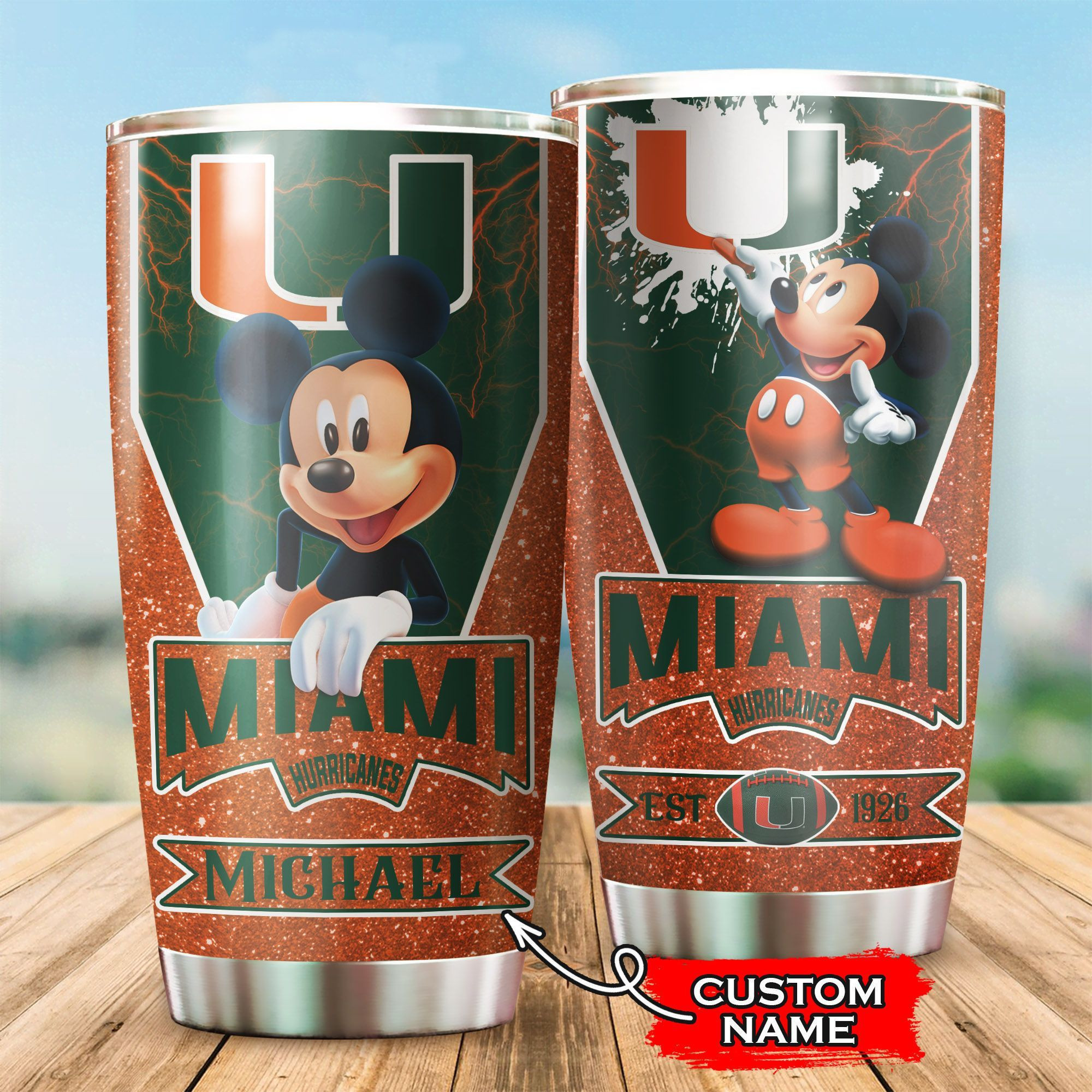 NFL Personalized Miami Hurricanes Est 1926 Mickey Mouse All Over Print 3D Tumbler Zdytmo.jpg