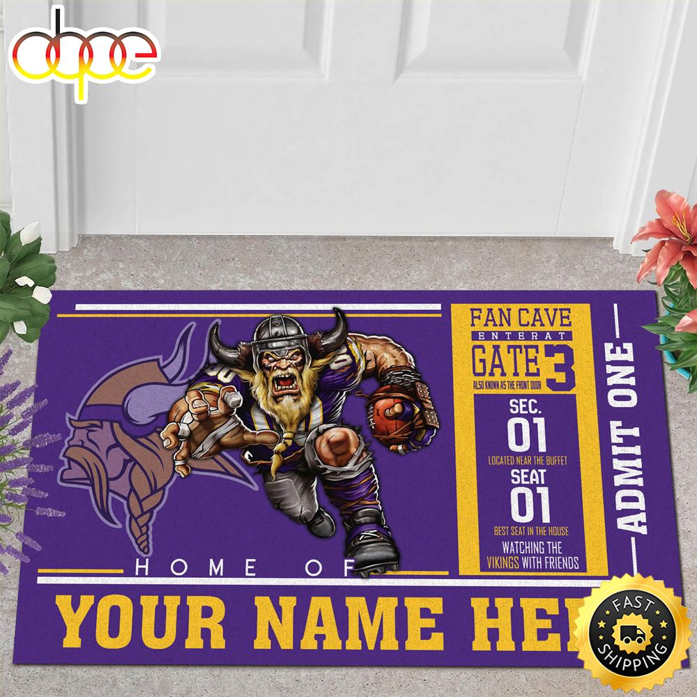 NFL Personalized Minnesota Vikings Mascot All Over Print 3d Doormats