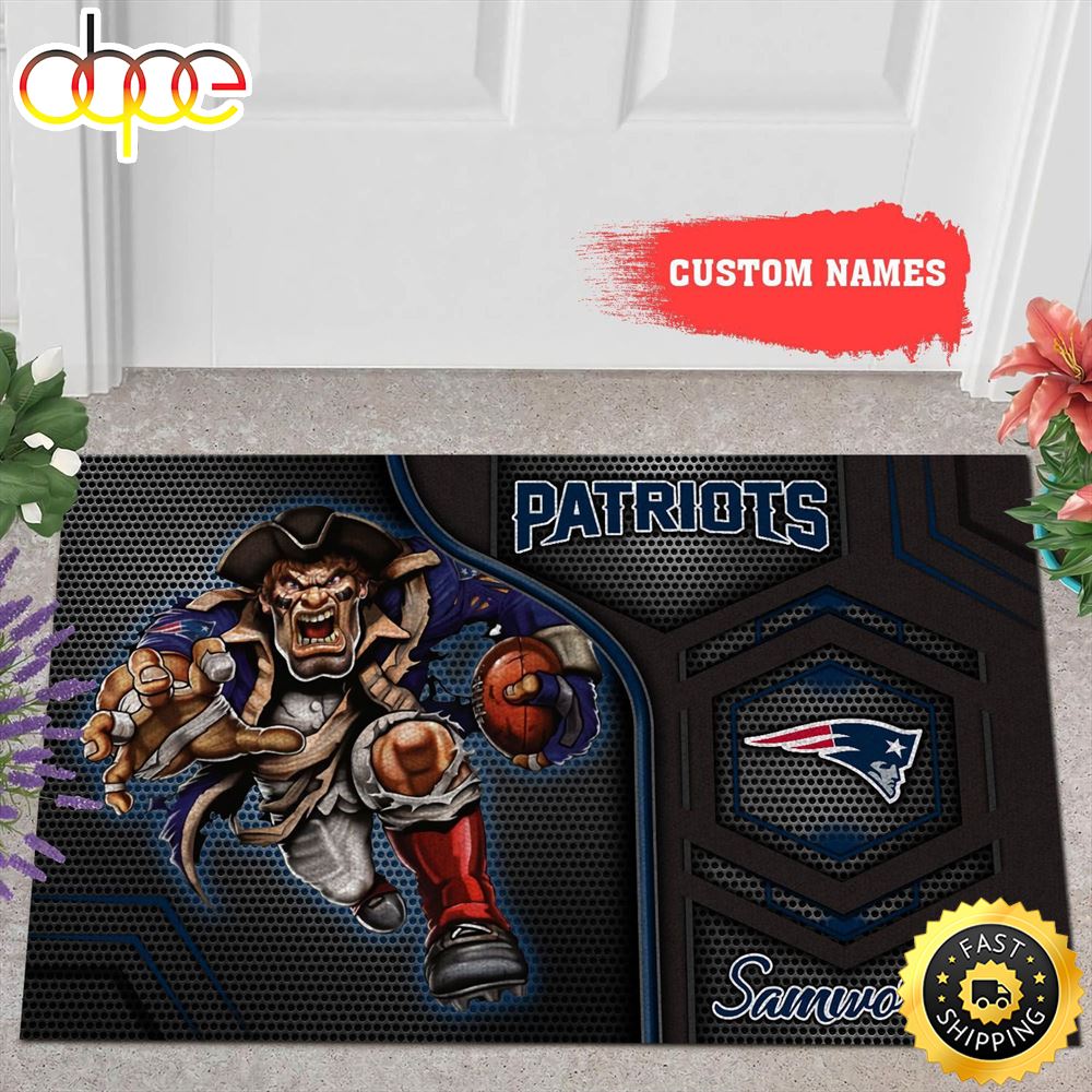 NFL Personalized New England Patriots Mascot All Over Print 3d Doormats