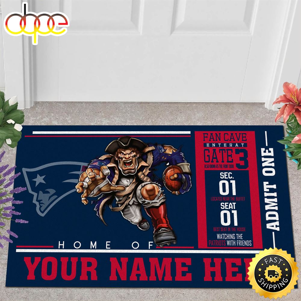 NFL Personalized New England Patriots Mascot Ticket All Over Print 3d Doormats Wwgtk1.jpg