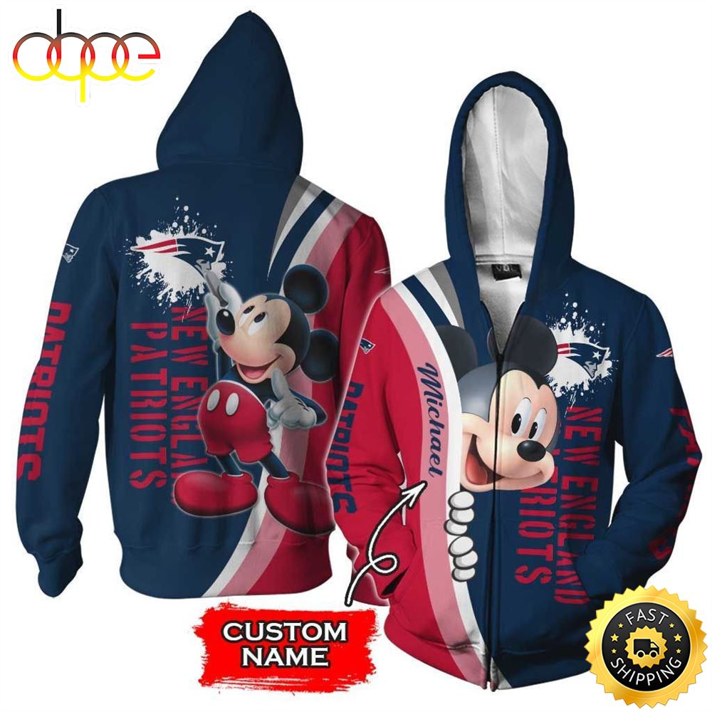 NFL Personalized New England Patriots Mickey Mouse All Over Print 3D Shirt