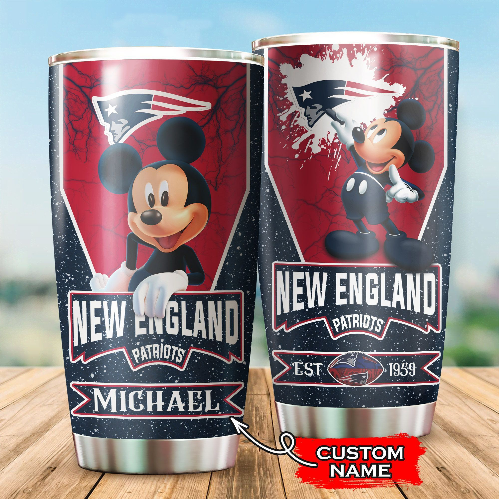 NFL Personalized New England Patriots Mickey Mouse All Over Print 3D Tumbler Hicf5l.jpg