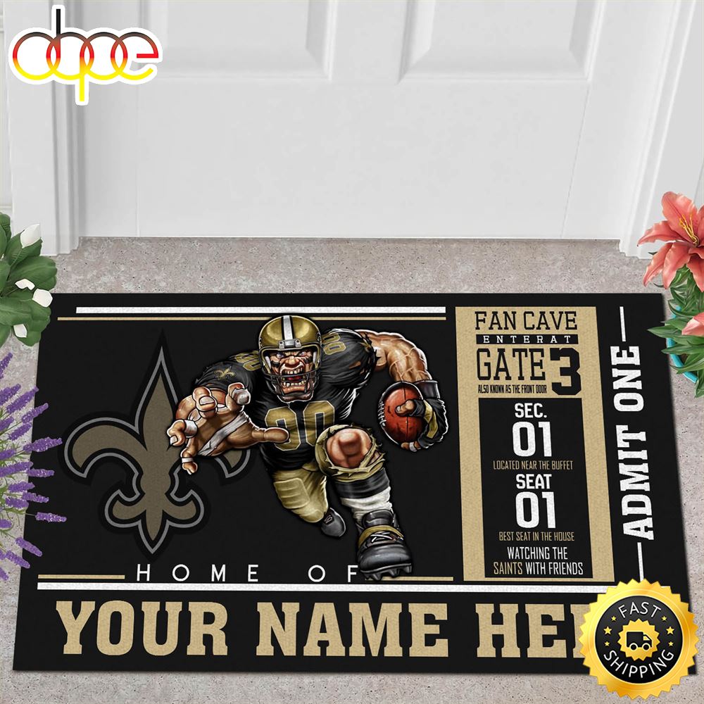 NFL Personalized New Orleans Saints Mascot All Over Print 3d Doormats