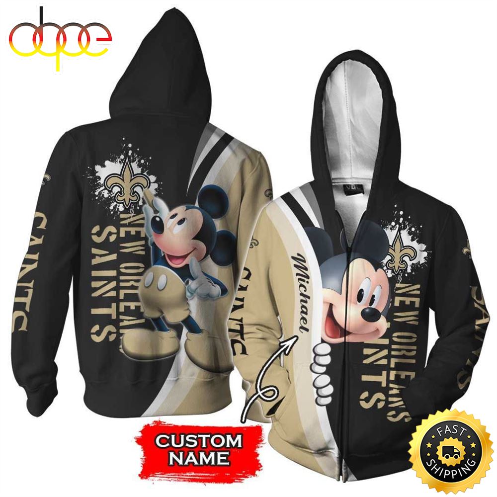 NFL Personalized New Orleans Saints Mickey Mouse All Over Print 3D Shirt