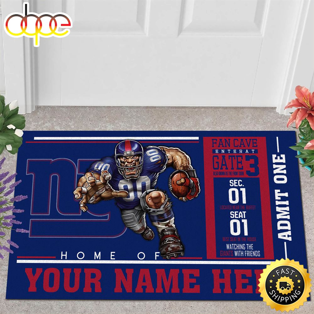 NFL Personalized New York Giants Mascot All Over Print 3d Doormats