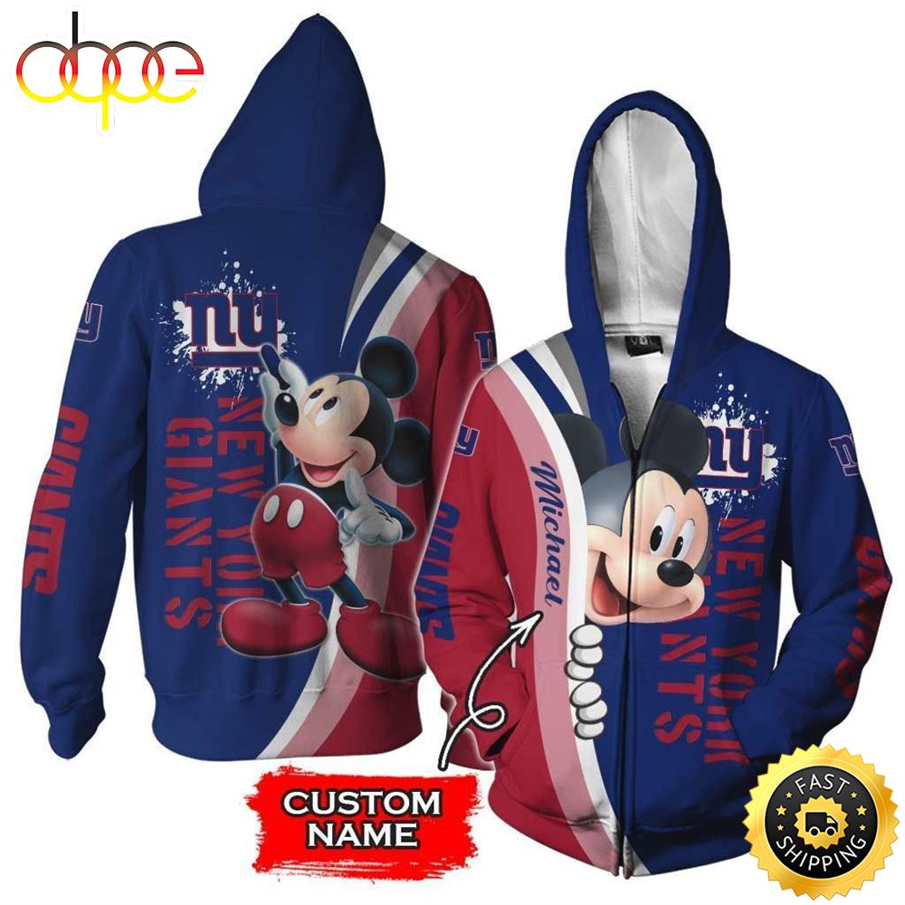NFL Personalized New York Giants Mickey Mouse All Over Print 3D Shirt