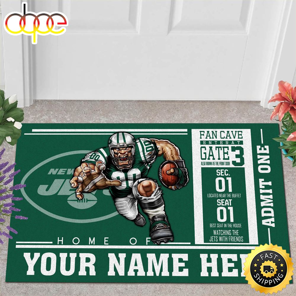 NFL Personalized New York Jets Mascot All Over Print 3d Doormats