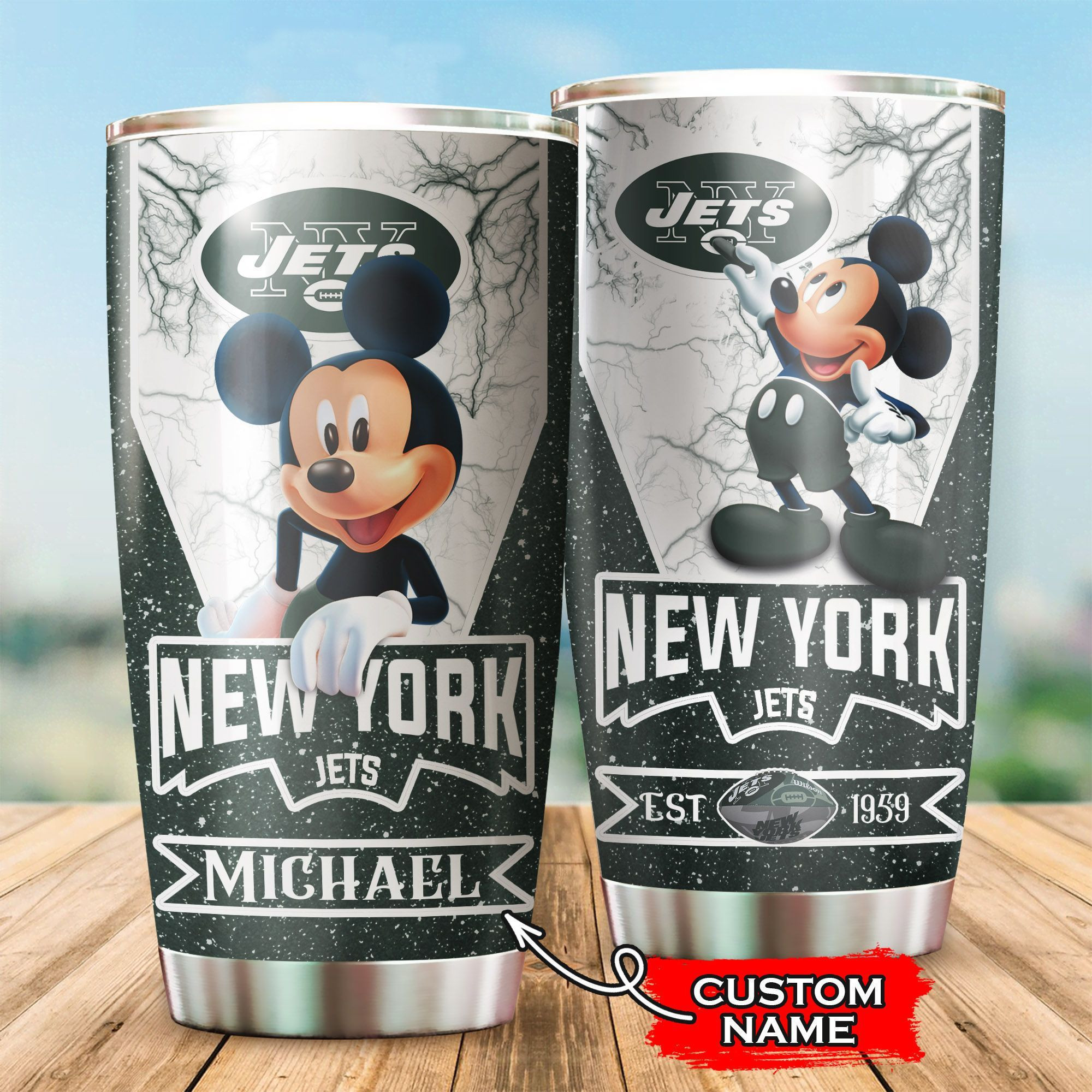 NFL Personalized New York Jets Mickey Mouse All Over Print 3D Tumbler Q7fybm.jpg