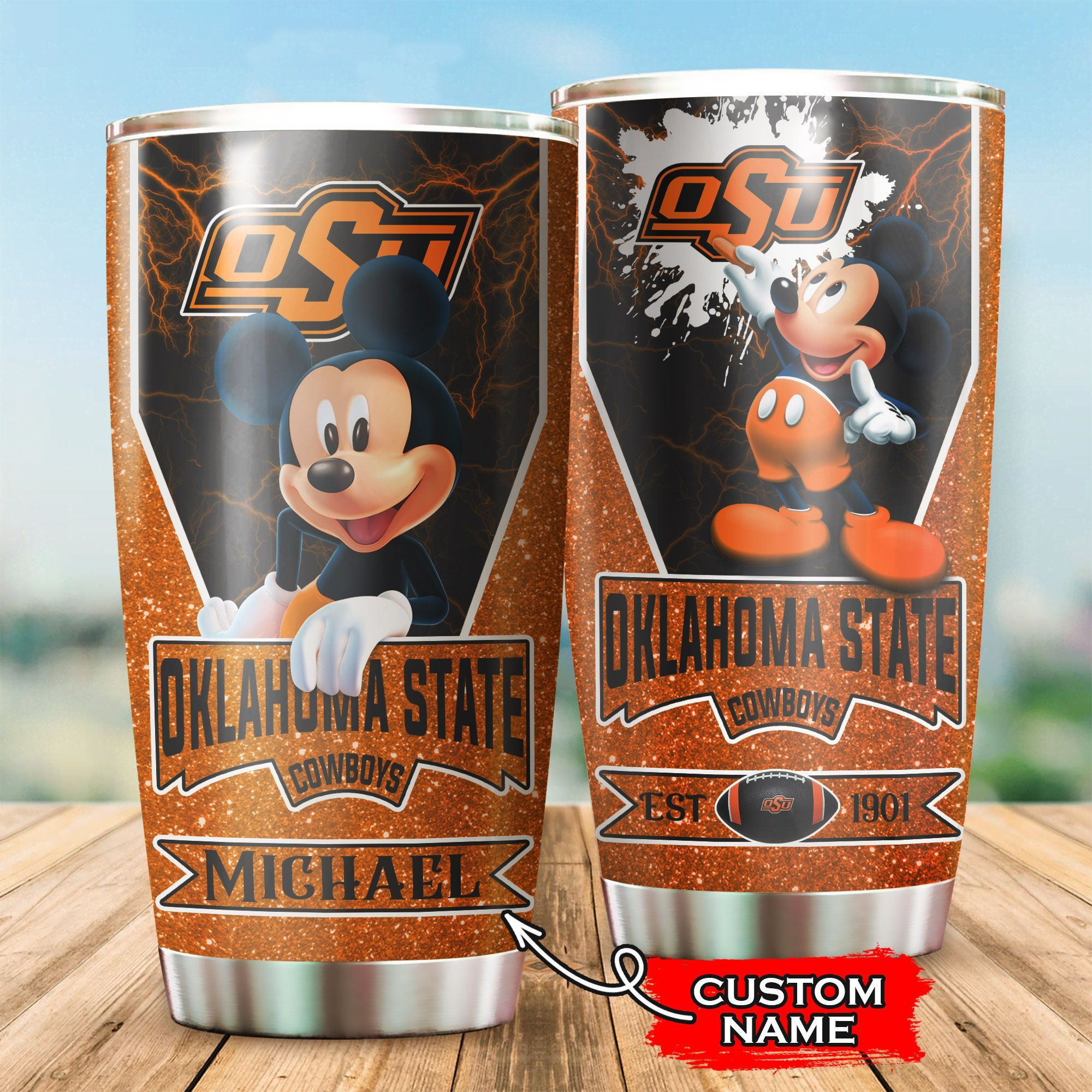 NFL Personalized Oklahoma State Cowboys Mickey Mouse All Over Print 3D Tumbler H67dci.jpg