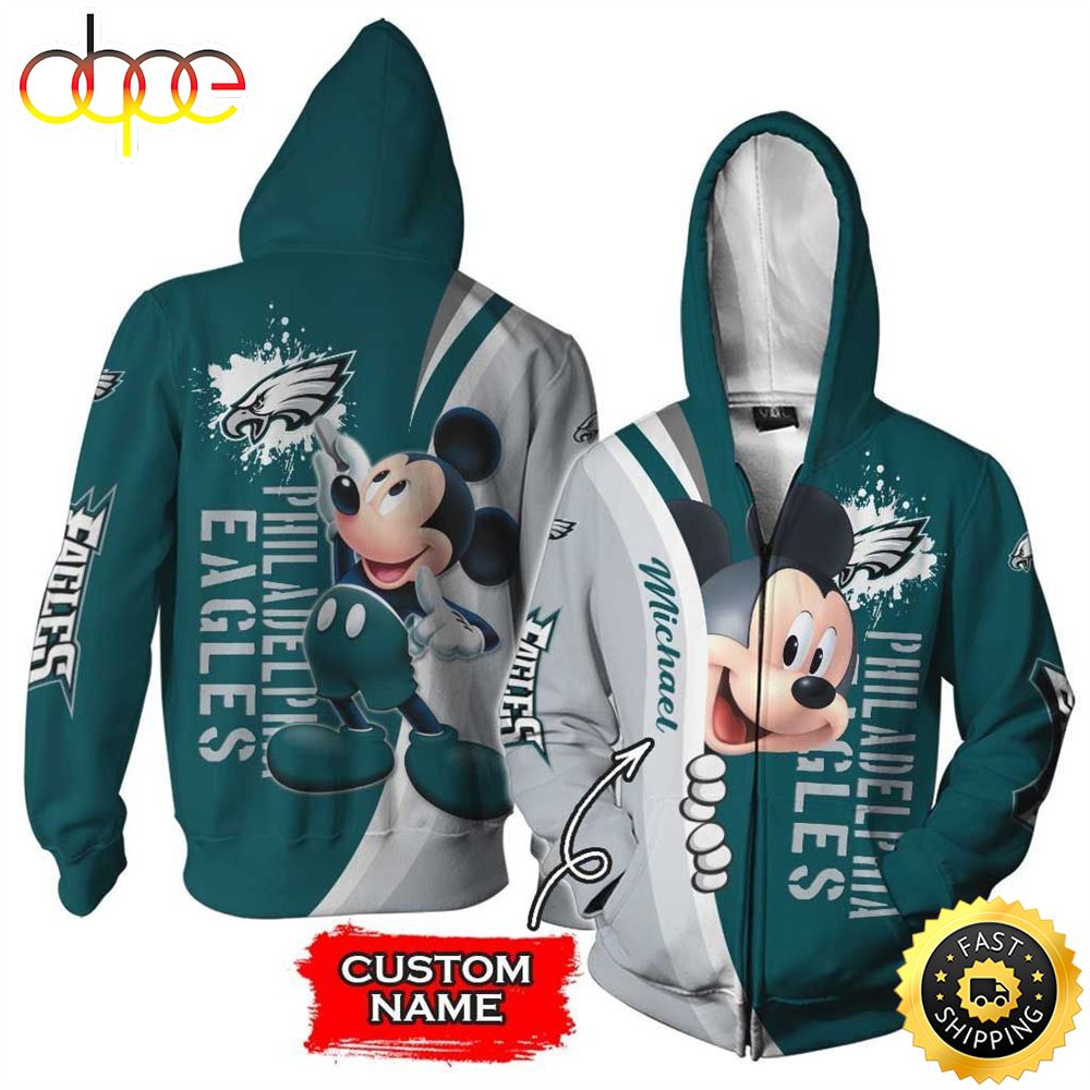 NFL Personalized Philadelphia Eagles Mickey Mouse All Over Print 3D Shirt