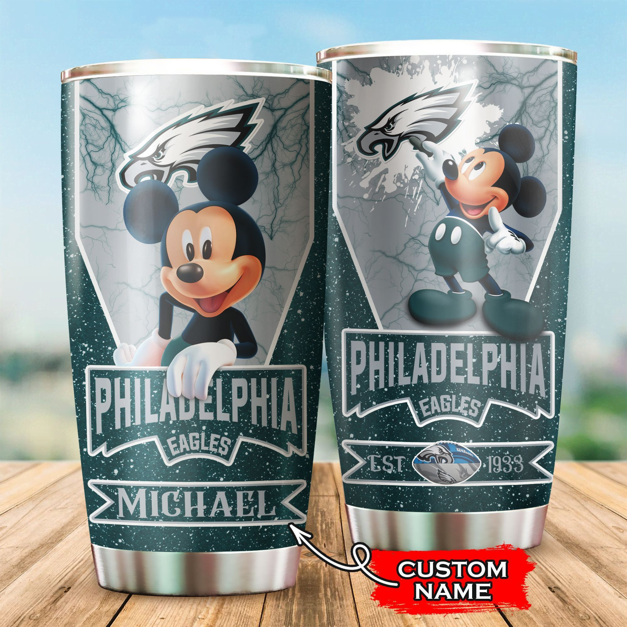 NFL Personalized Philadelphia Eagles Mickey Mouse All Over Print 3D Tumbler Hwplaj.jpg