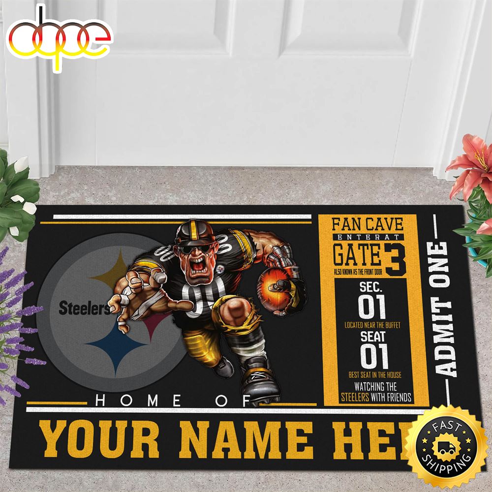 NFL Personalized Pittsburgh Steelers Mascot All Over Print 3d Doormats