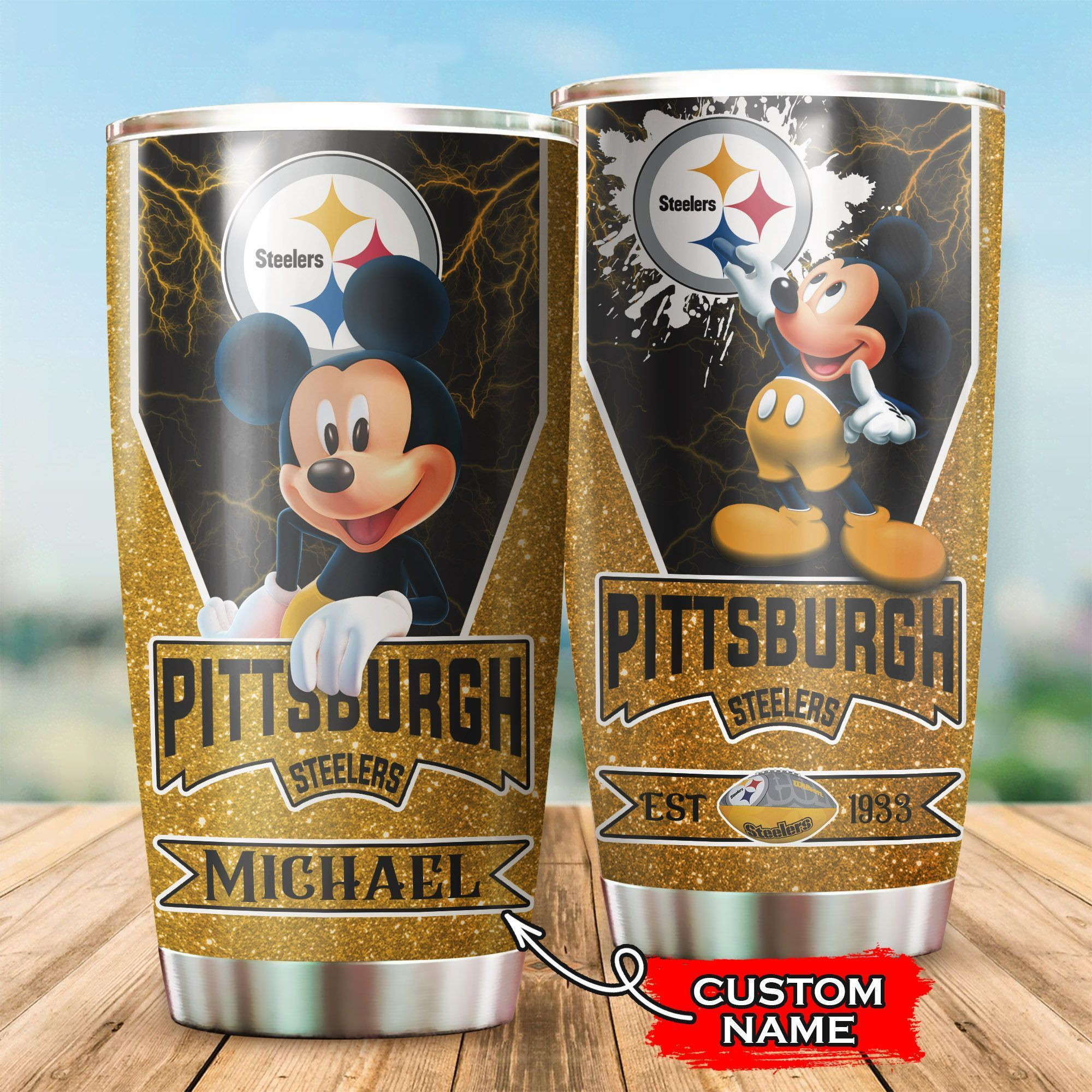 NFL Personalized Pittsburgh Steelers Mickey Mouse All Over Print 3D Tumbler Xnsk4t.jpg