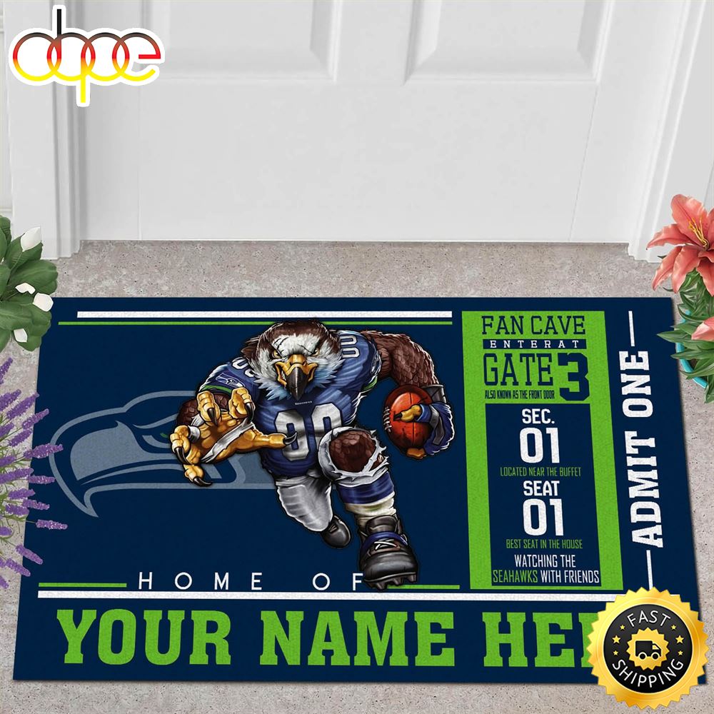 NFL Personalized Seattle Seahawks Mascot Ticket All Over Print 3d Doormats
