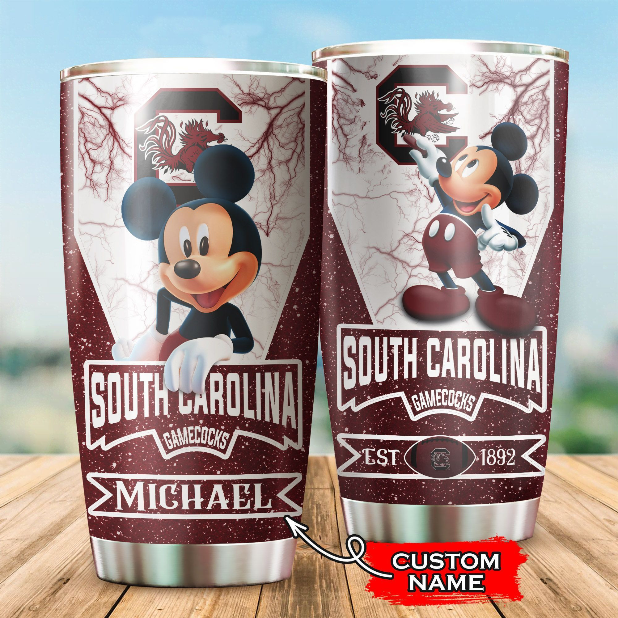 NFL Personalized South Carolina Gamecocks Mickey Mouse All Over Print 3D Tumbler Srivhl.jpg