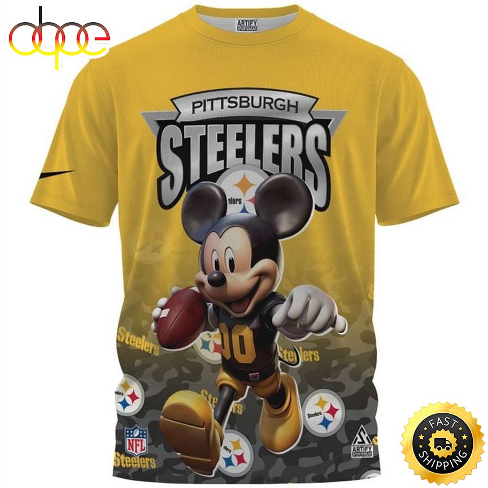 NFL Pittsburgh Steelers Mickey 3D Full Printed T Shirts T Shirt