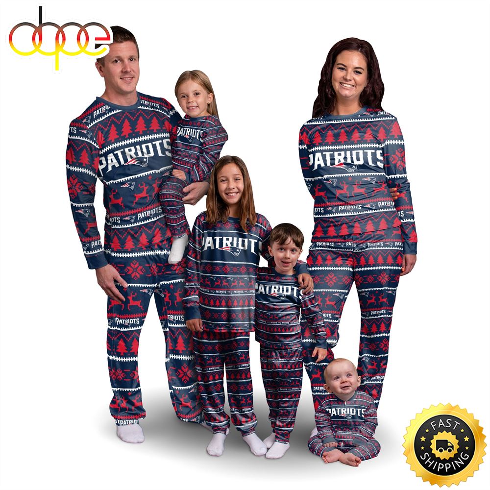 New England Patriots NFL Patterns Essentials Christmas Holiday Family Matching Pajama Sets Fwxlot.jpg