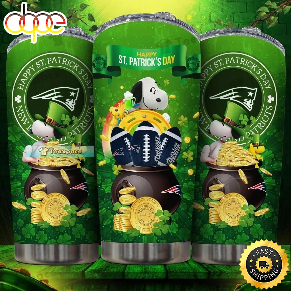 New England Patriots Snoopy Happy St. Patrick's Day Tumbler