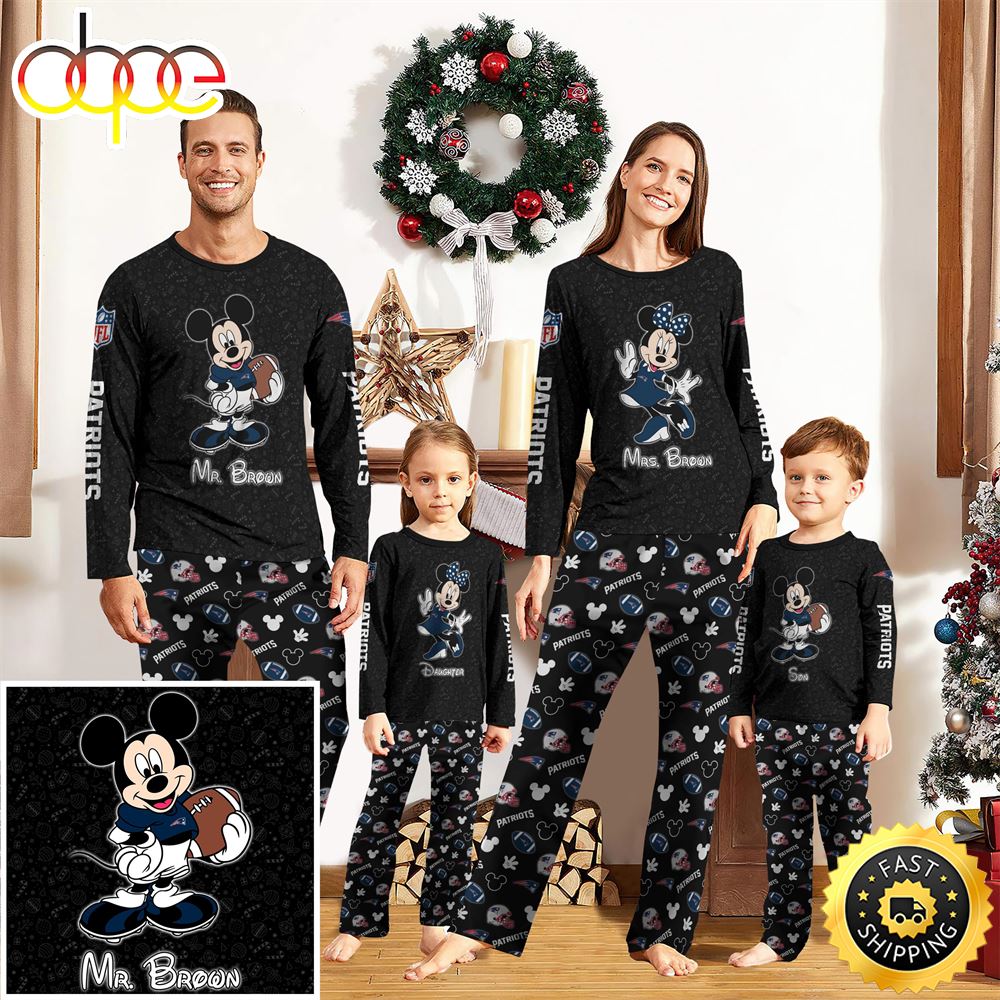 New England Patriots Sport And Disney Uniform Pajamas Mickey Mouse NFL Gifts For Kids Pajamas Jet4al.jpg