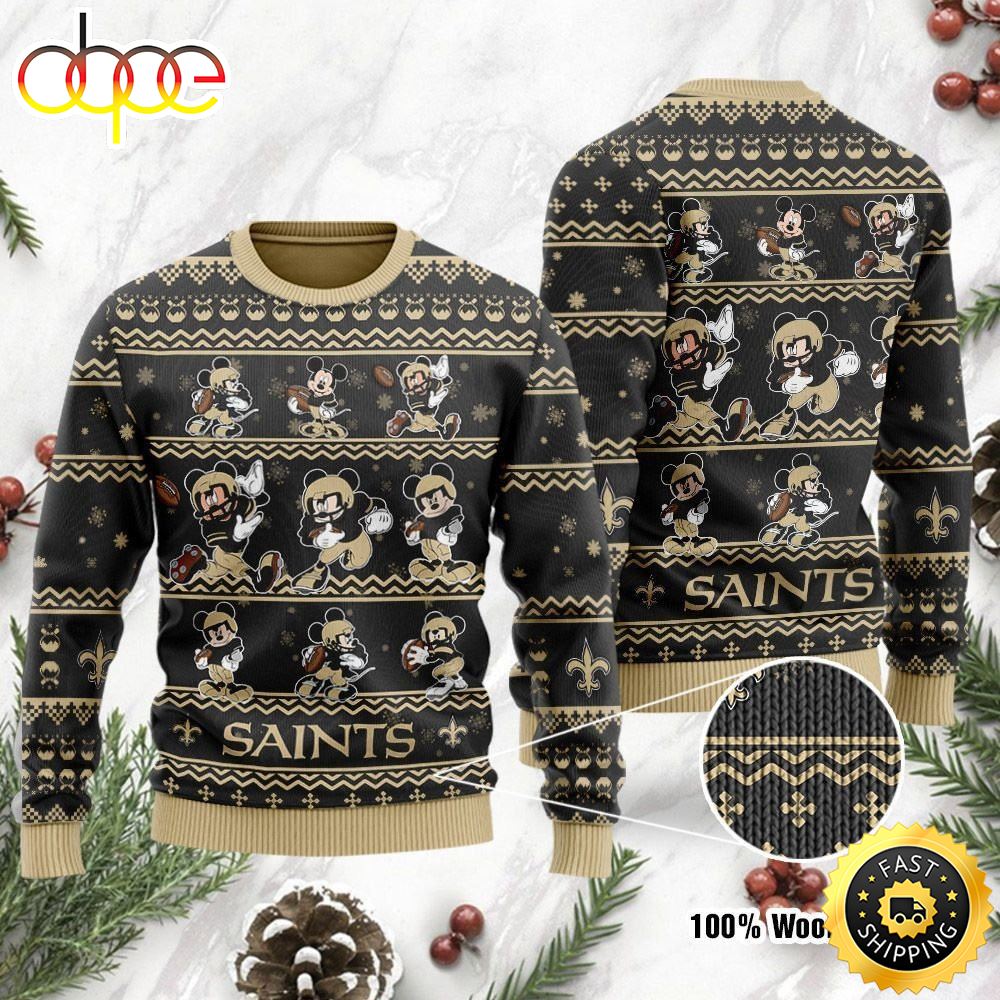 New Orleans Saints Mickey Mouse Ugly Christmas Sweater, Perfect Holiday Gift