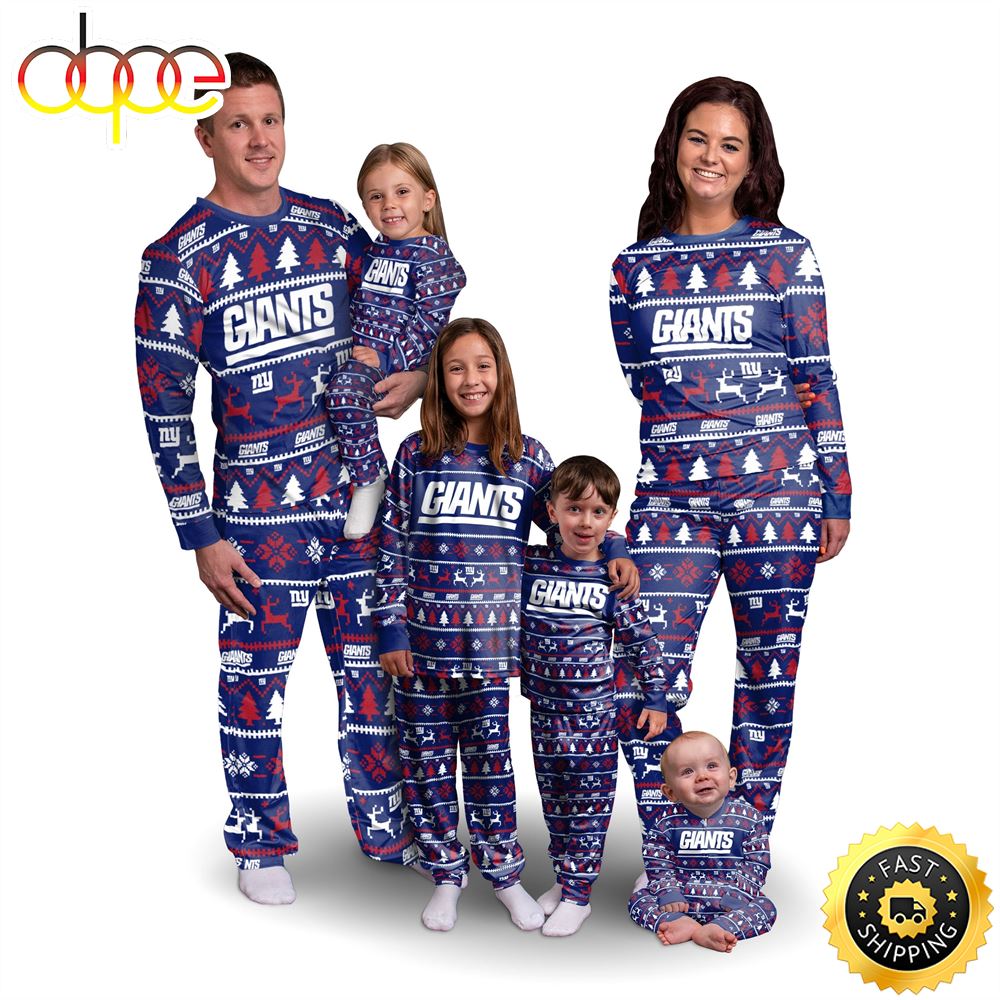 New York Giants NFL Patterns Essentials Christmas Holiday Family Matching Pajama Sets Lhswhf.jpg