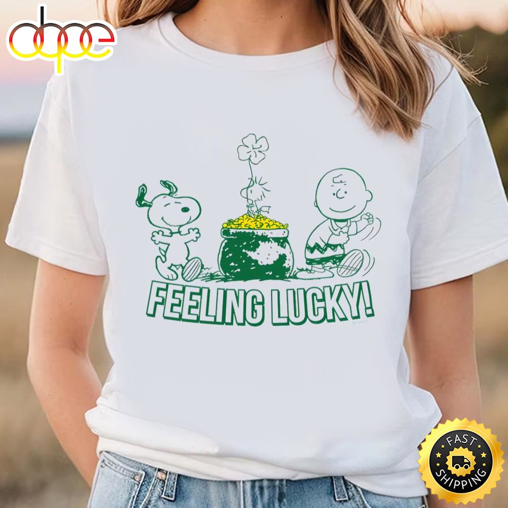 Peanuts Character St. Patrick’s Day With Snoopy T Shirt Tee