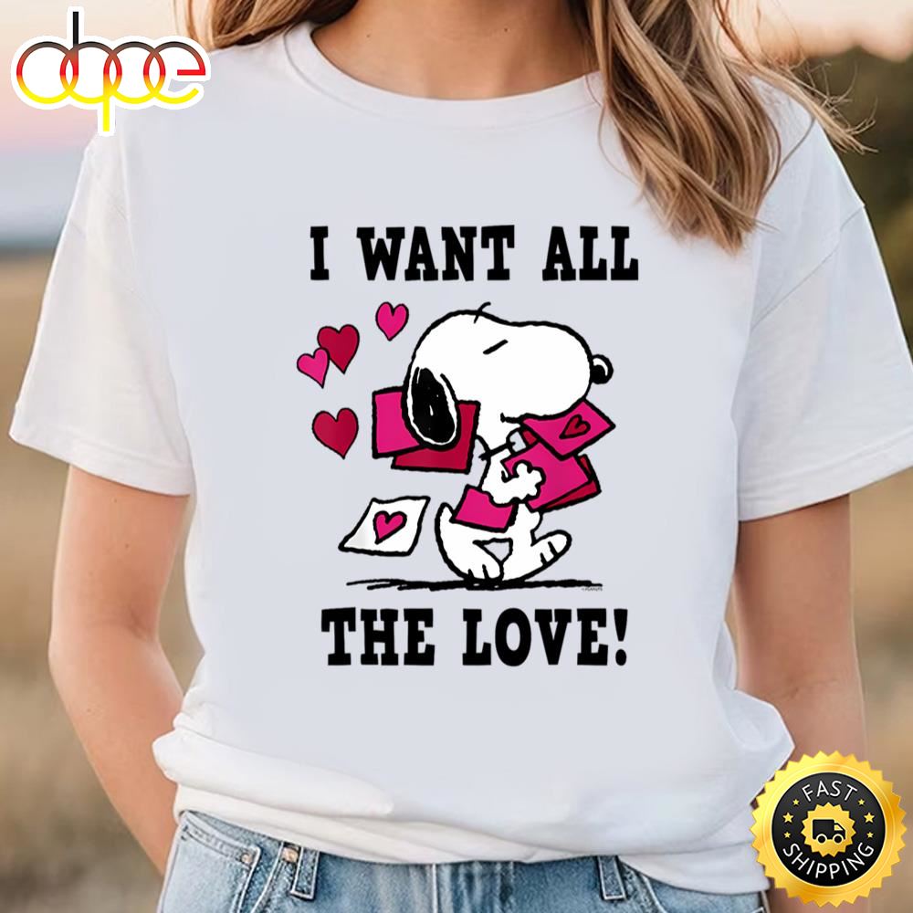 Peanuts Snoopy All The Love Valentine T Shirt