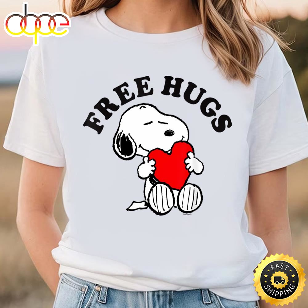 Peanuts Valentine Free Snoopy Hugs T Shirt