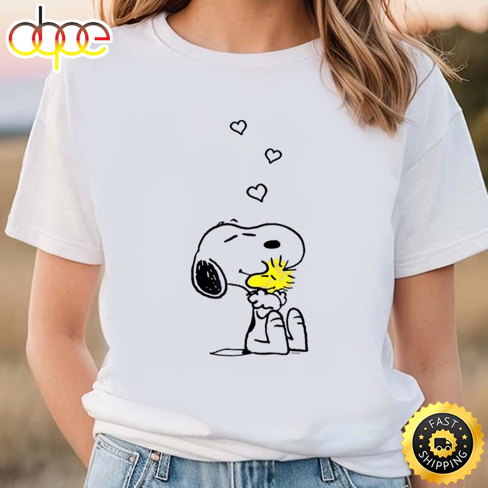 Peanuts Valentine Snoopy And Woodstock Hugs And Love T Shirt