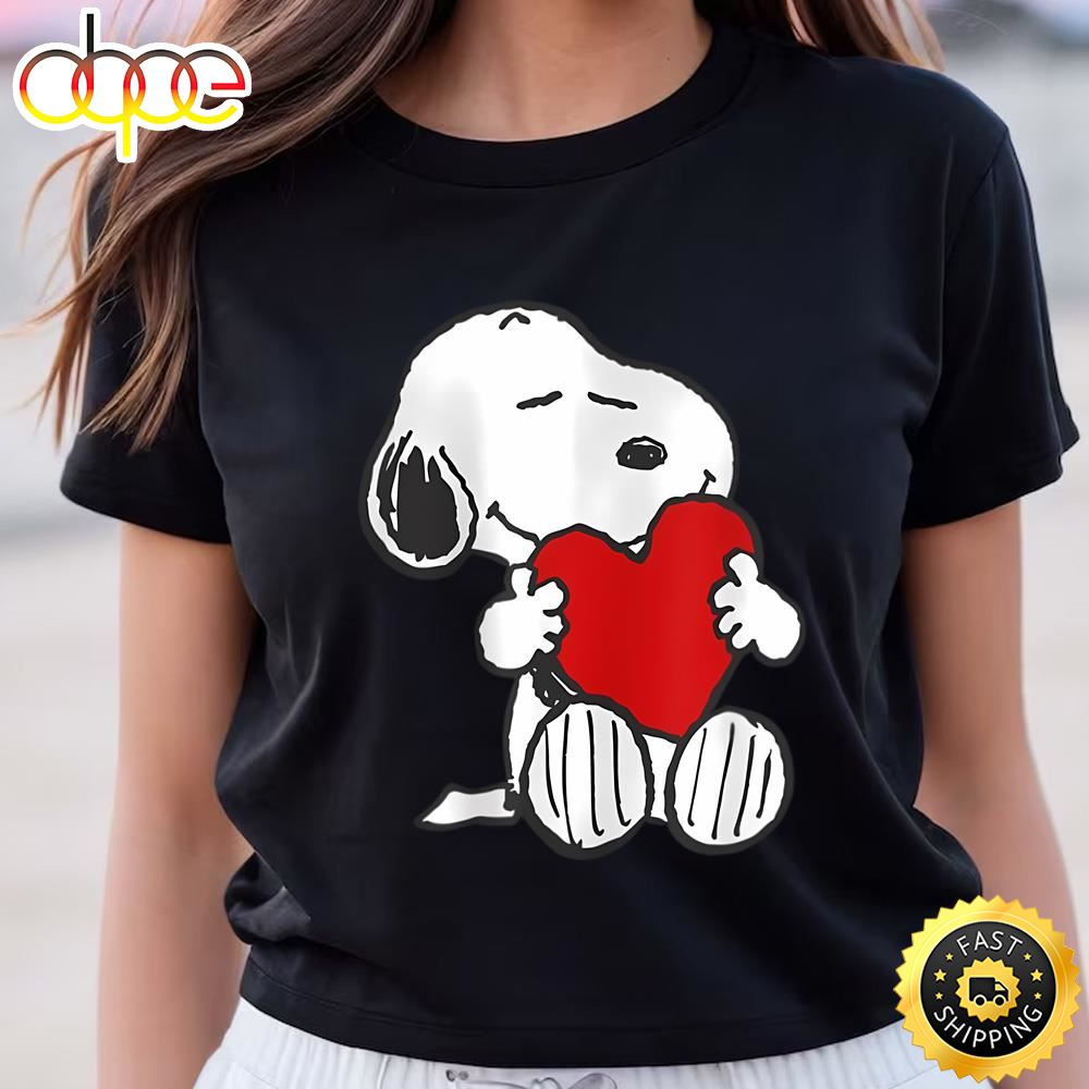 Peanuts Valentine Snoopy Hugging Heart Shirt