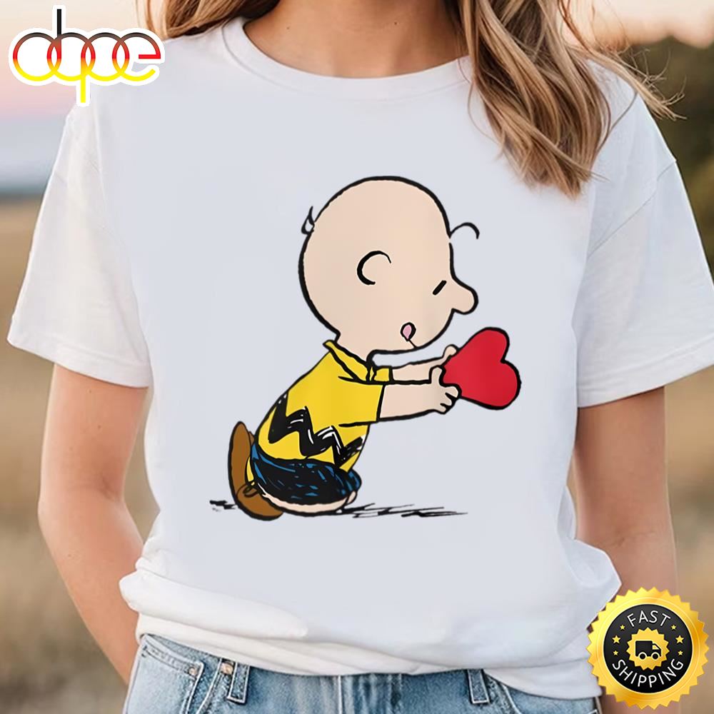 Peanuts Valentine’s Day Charlie Brown Red Heart T Shirt
