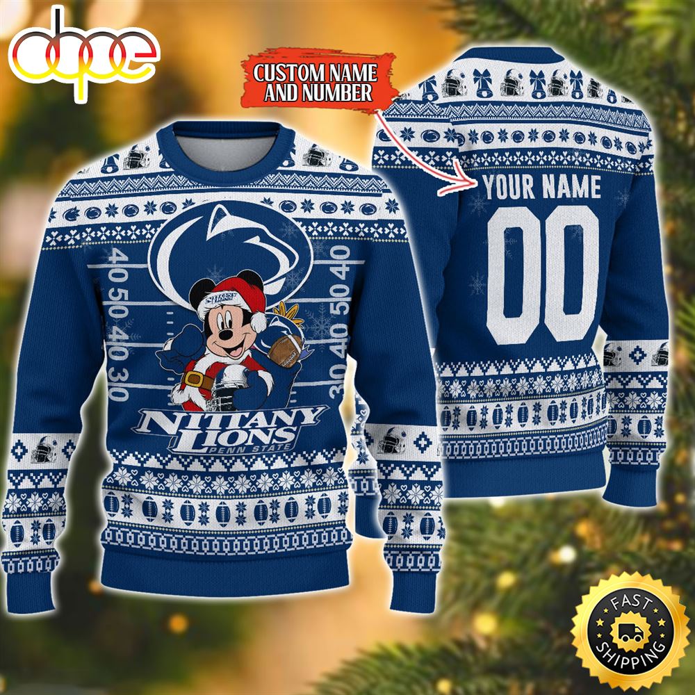 Penn State Nittany Lions Mickey Ugly Christmas Sweater,