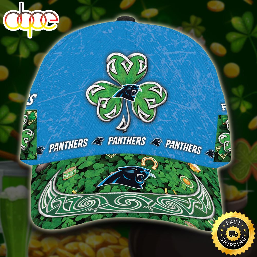 Personalized Carolina Panthers St Patrick Day All Over Print 3D Baseball Cap Blue Green TPH Bghher.jpg