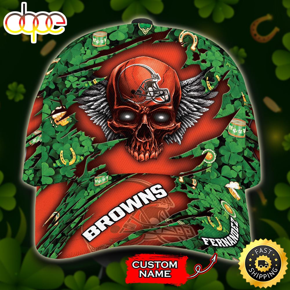 Personalized Cleveland Browns St Patrick Day Skull All Over Print 3D Classic Cap TPH Ojfjxh.jpg