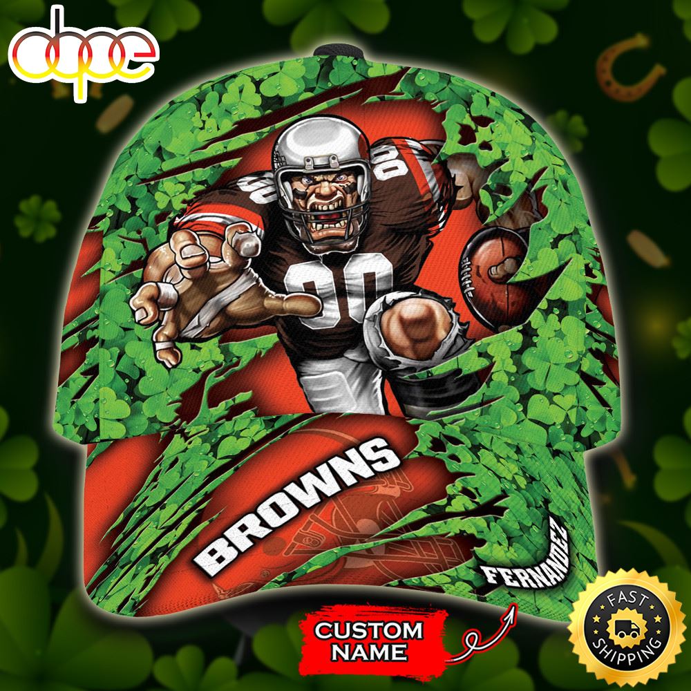 Personalized Cleveland Browns St Patrick S Day Mascot All Over Print 3D Classic Cap TPH Krt4mq.jpg