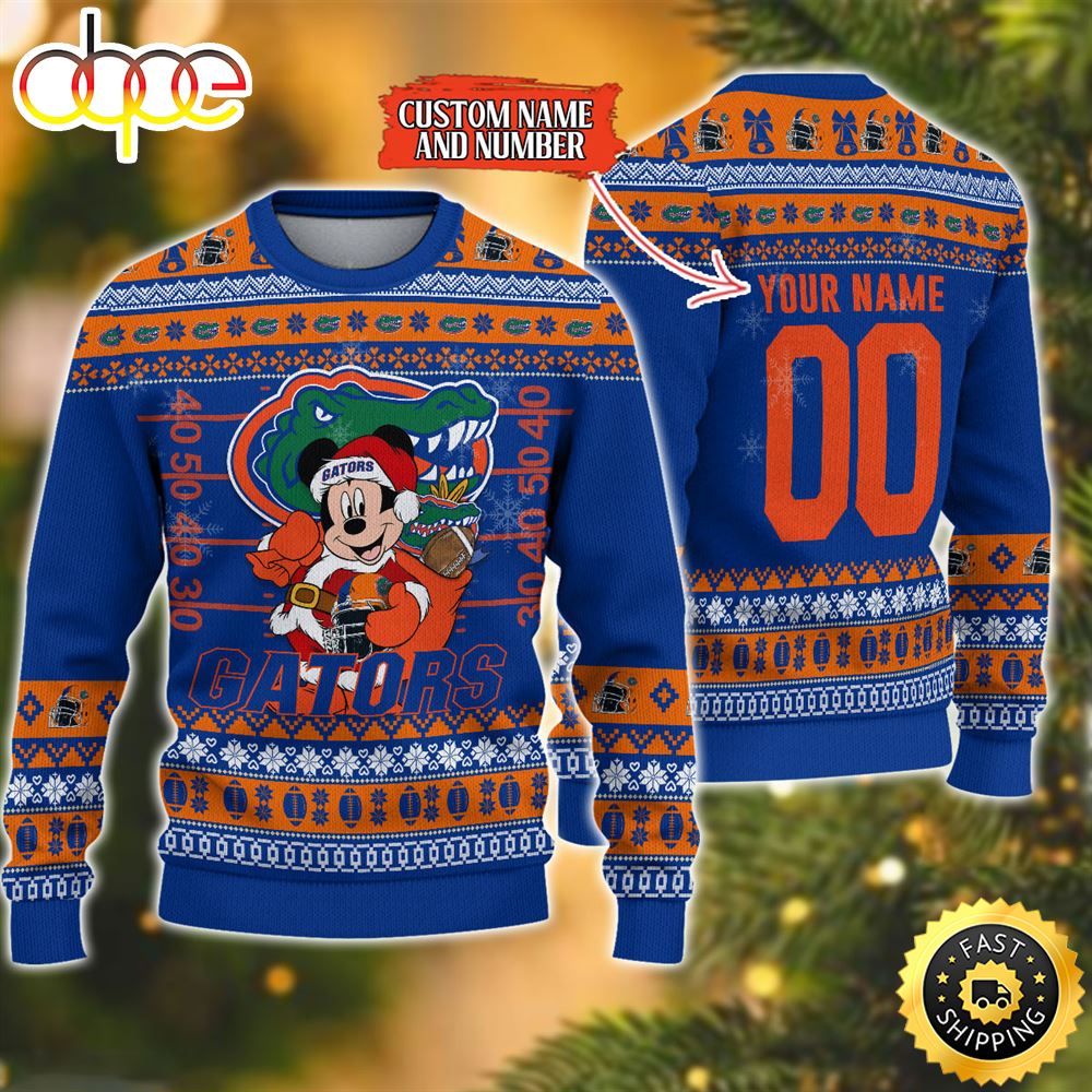 Personalized Florida Gators Mickey Ugly Christmas Sweater,