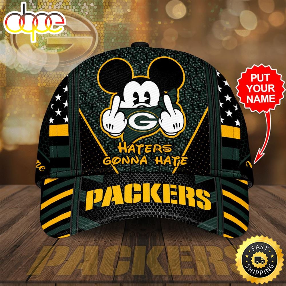 Personalized Green Bay Packers Mickey Mouse Haters Gonna Hate All Over Print 3D Baseball Cap Sks62u.jpg