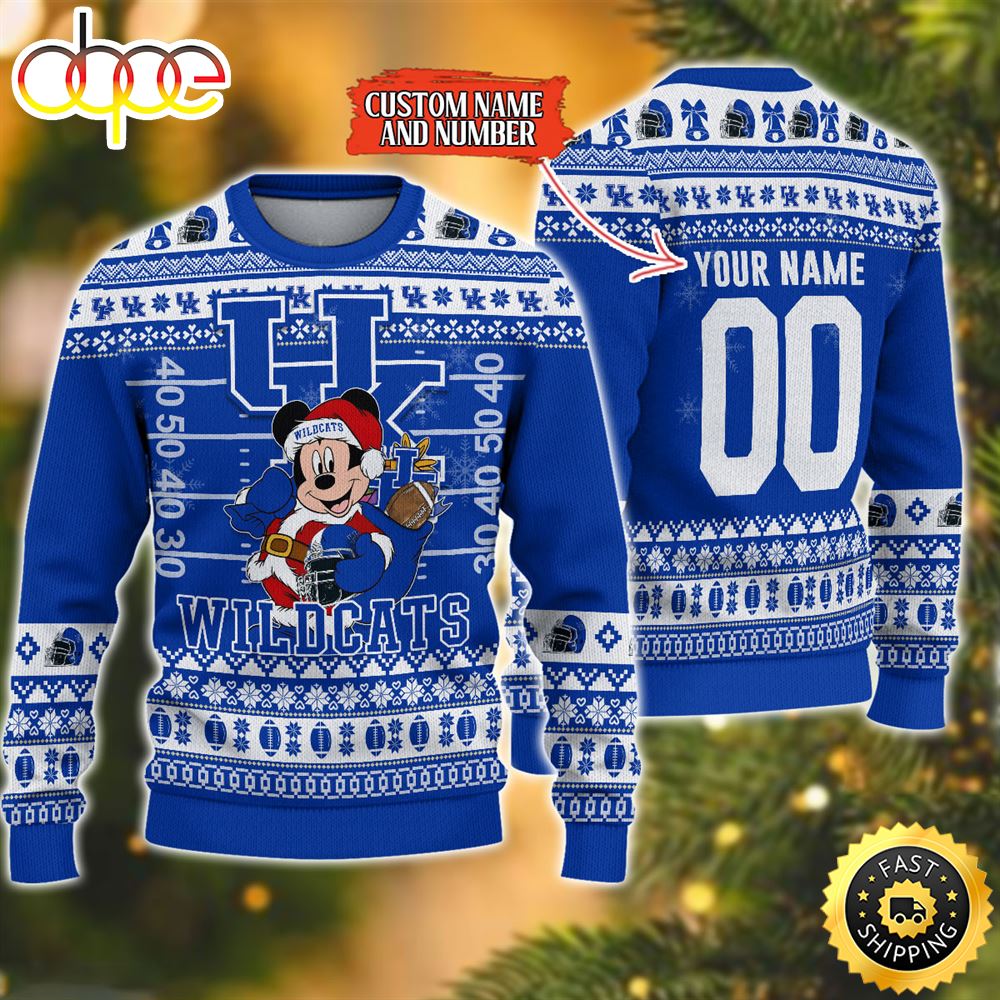 Personalized Kentucky Wildcats Mickey Ugly Christmas Sweater,