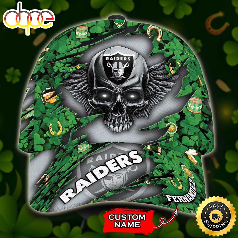 Personalized Las Vegas Raiders St Patrick S Day Skull All Over Print 3D Classic Cap TPH Glulua.jpg