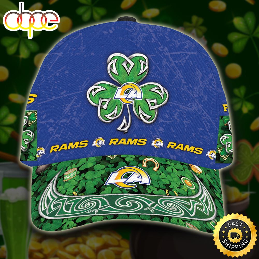 Personalized Los Angeles Rams St Patrick Day All Over Print 3D Baseball Cap Blue Green TPH Vj61uo.jpg