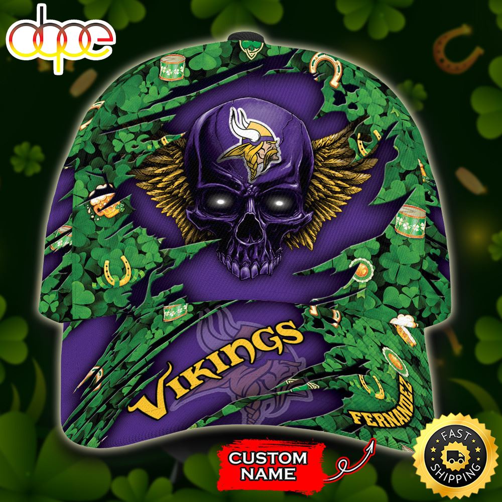 Personalized Minnesota Vikings Skull St Patrick S Day All Over Print 3D Classic Cap TPH Kd6pn1.jpg