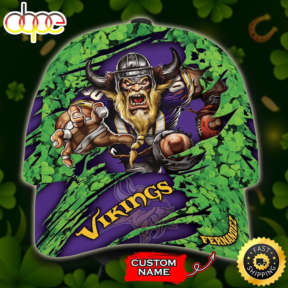 Personalized Minnesota Vikings St Patrick S Day Mascot All Over Print 3D Classic Cap TPH Zj19m5.jpg