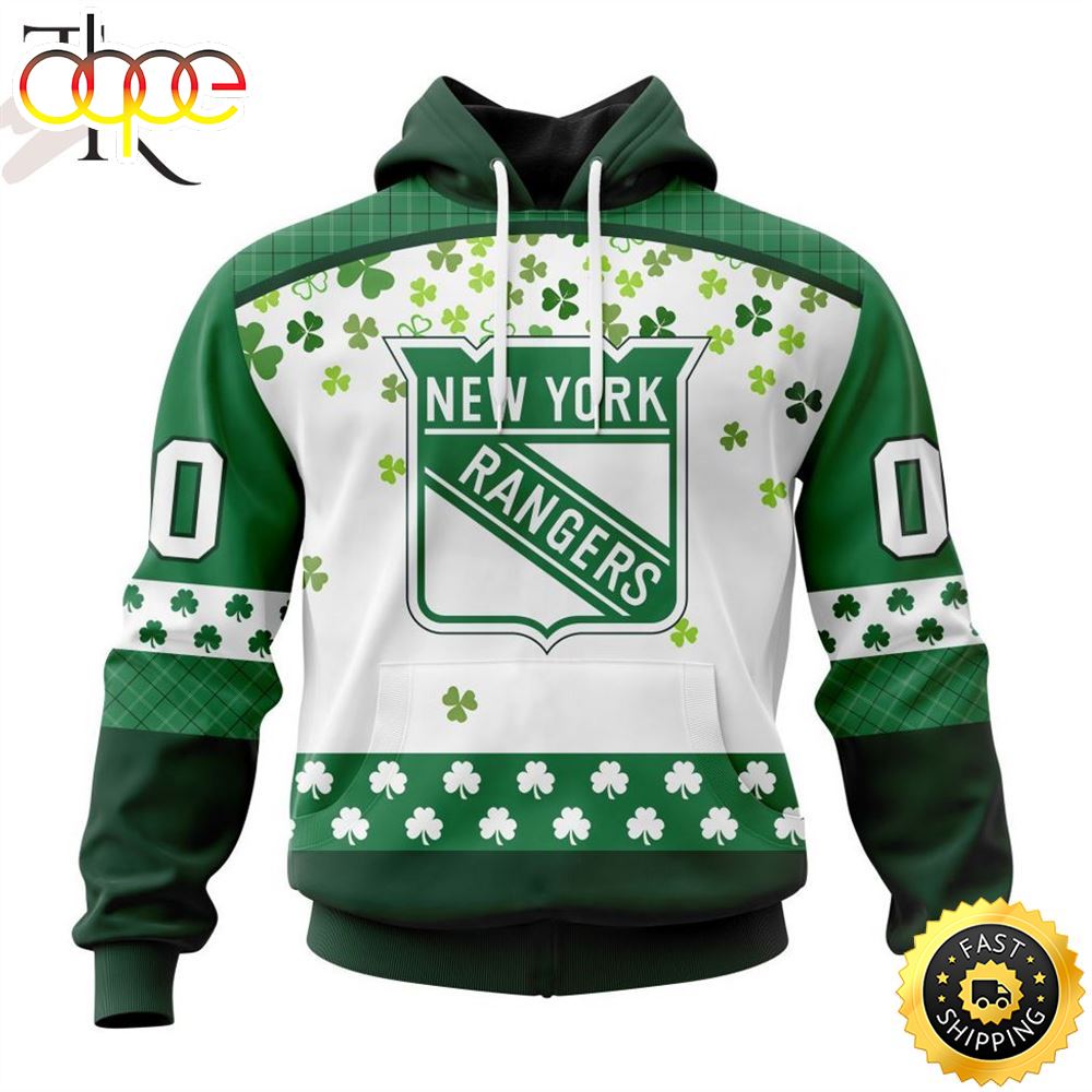 Personalized NHL New York Rangers Special Design For St. Patrick Day Hoodie