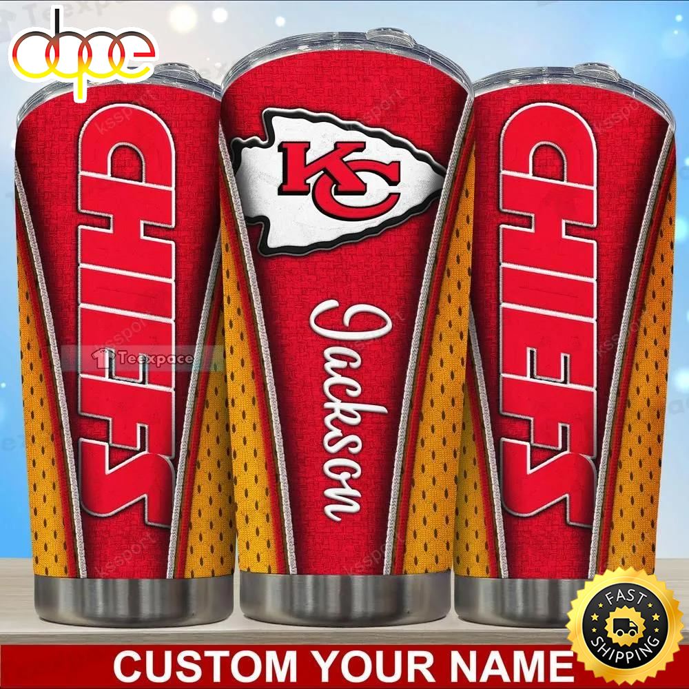 Personalized Name Red Kansas City Chiefs Tumbler