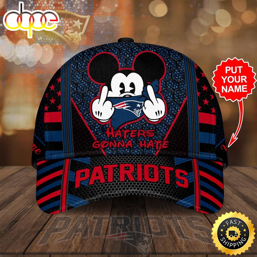 Personalized New England Patriots Mickey Mouse Haters Gonna Hate All Over Print 3D Baseball Cap Jyzql2.jpg