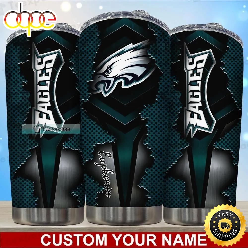 Personalized Philadelphia Eagles Black Tumbler Gift For Men