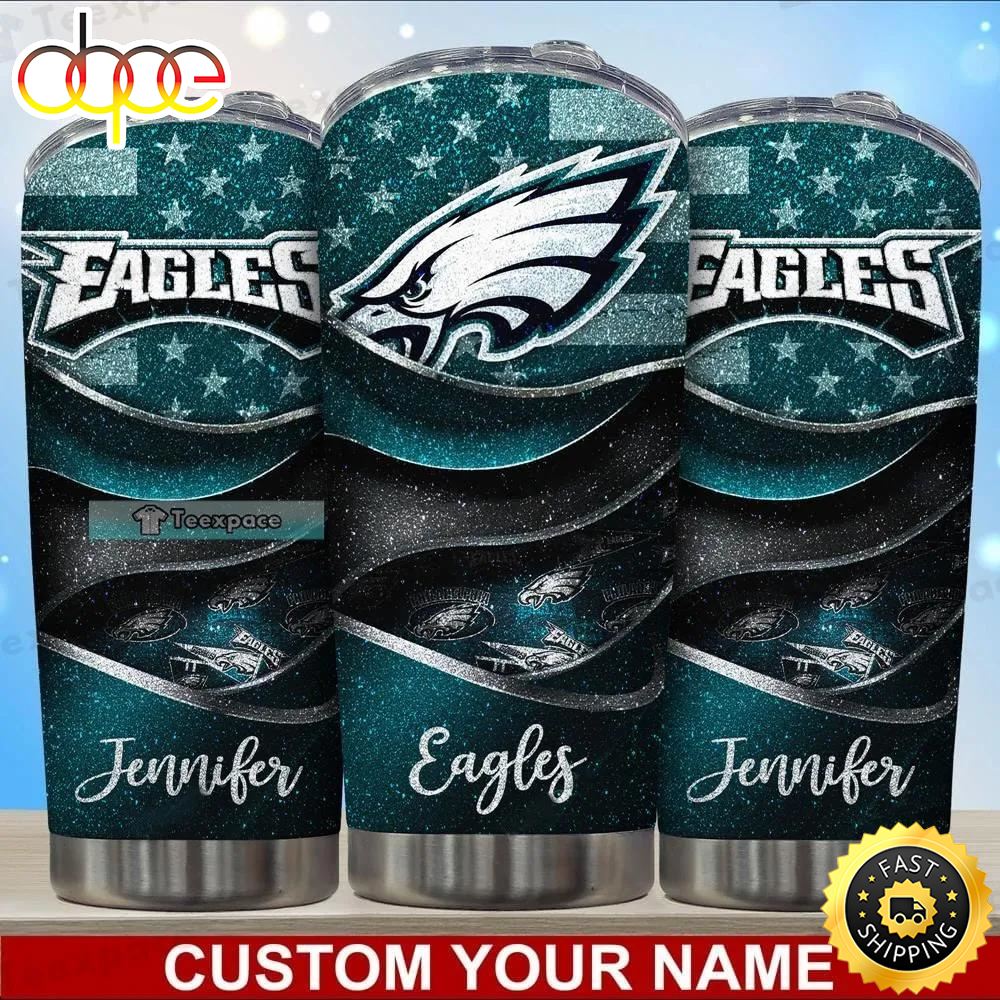 Personalized Philadelphia Eagles Glitter Tumbler Gift For Her